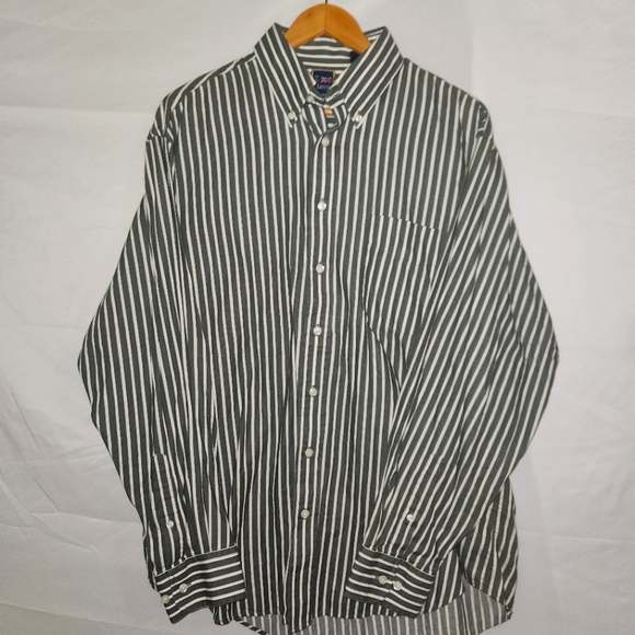 T. Harris London - Men's XL - Gray Button Down Shirt - Striped Long Sleeve - Picture 1 of 7